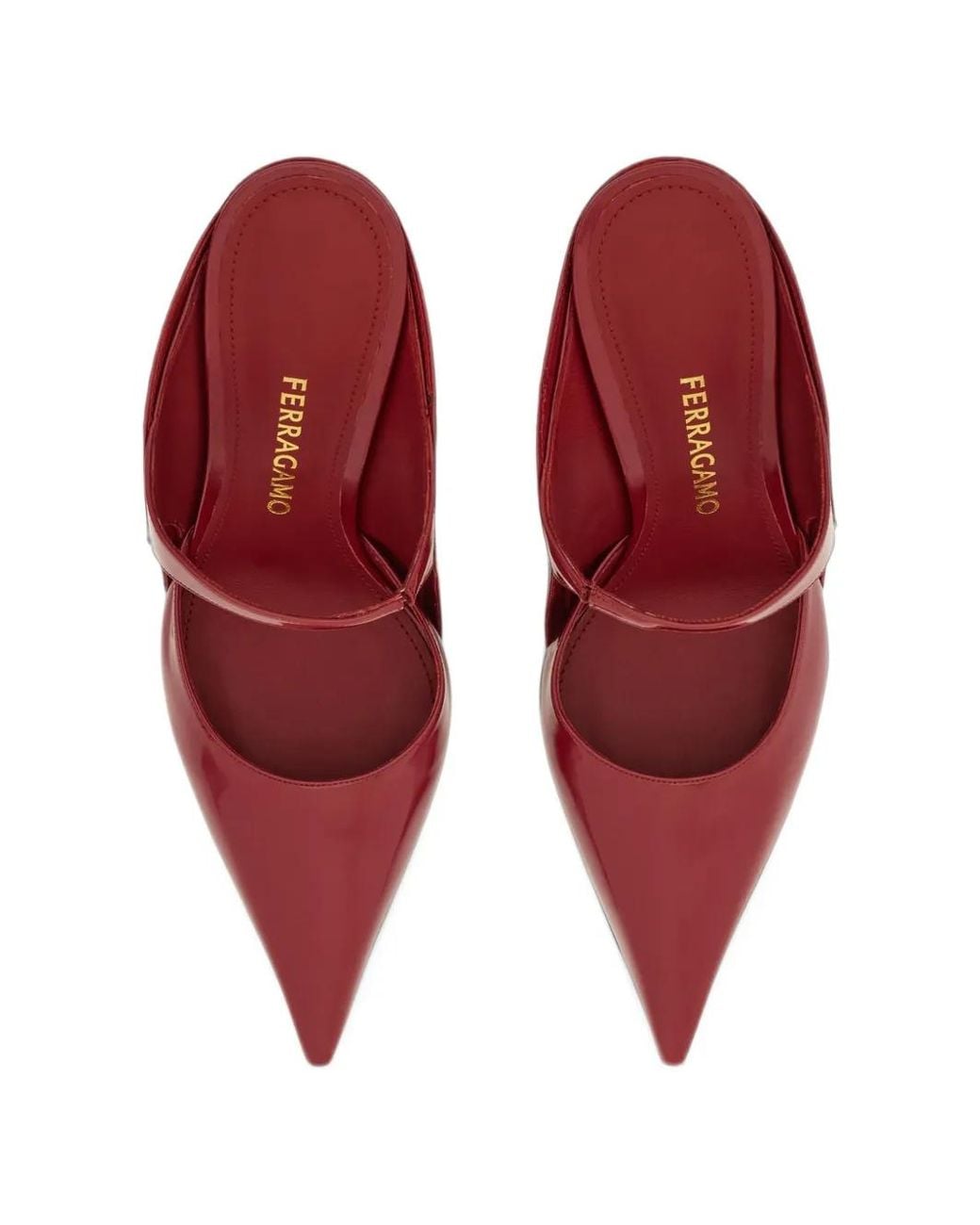 Ferragamo Red Graphic Wedge Mules
