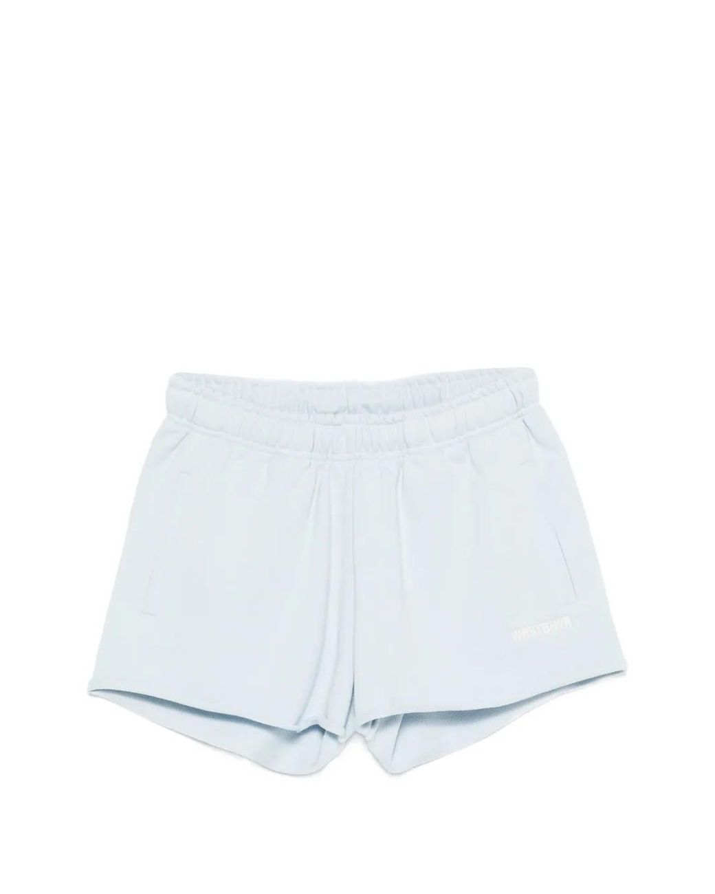 WRSTBHVR White Itia Logo-Embroidered Raw-Edge Shorts