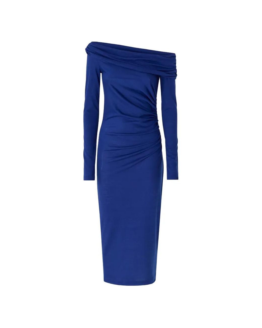 Pinko Blue Off-Shoulder Ruched Dress
