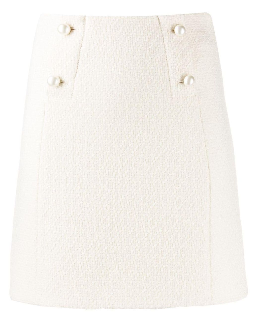 Sandro Wool Pearl Embellished Mini Skirt in White | Lyst