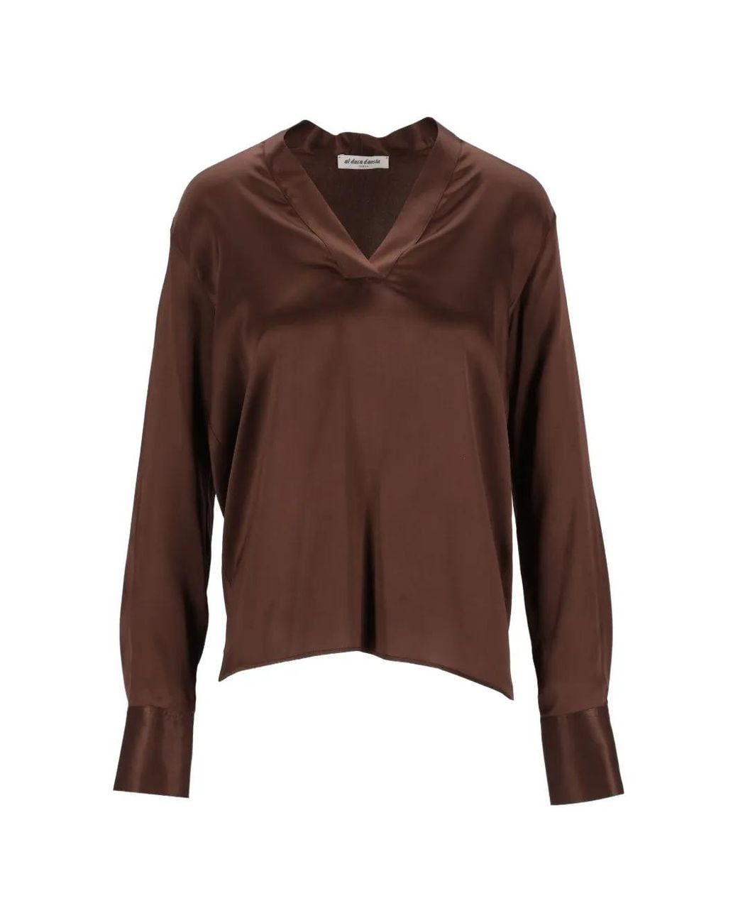 Al Duca D'aosta Brown V-Neck Blouse