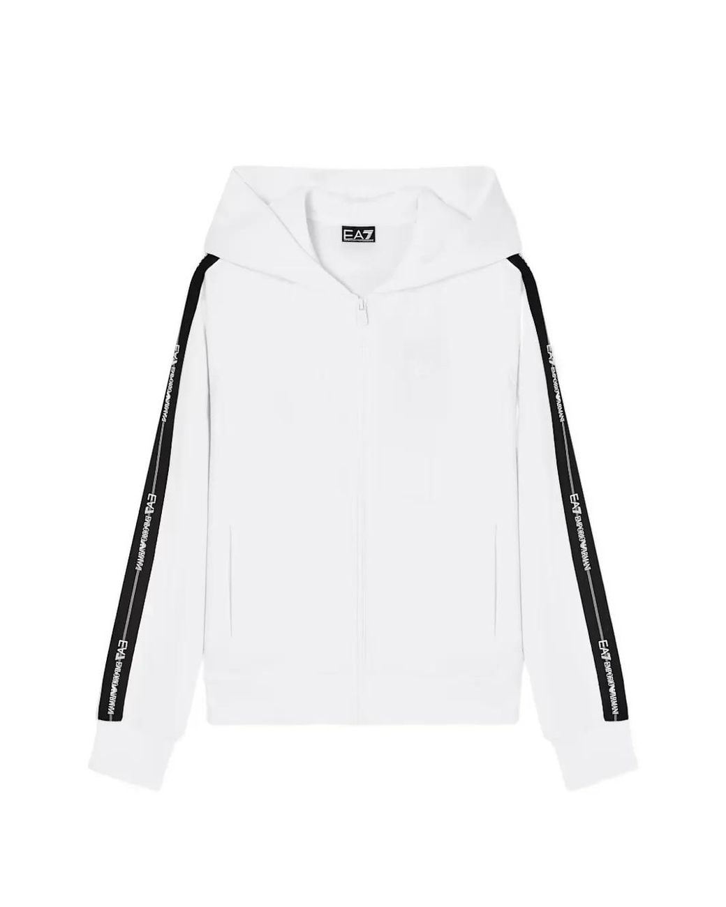EA7 Black Logo Series Cotton-Jersey Zip-Up Hoodie