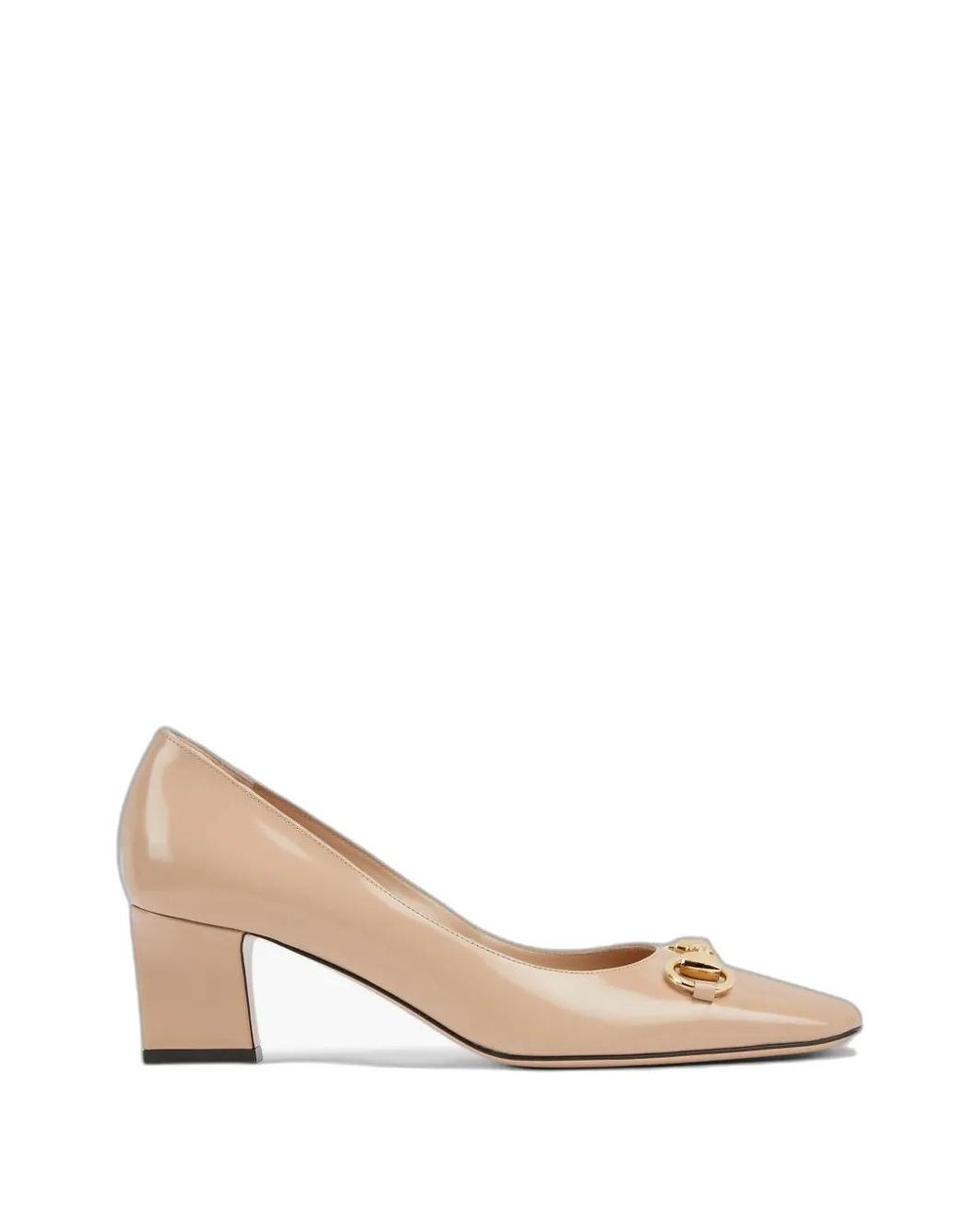 Gucci Natural Horsebit Patent-Leather Pumps