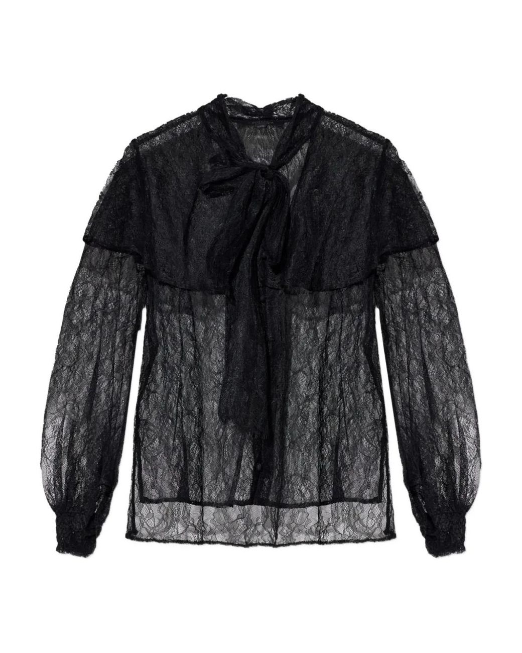 AllSaints Black Athena Lace Tie Shirt