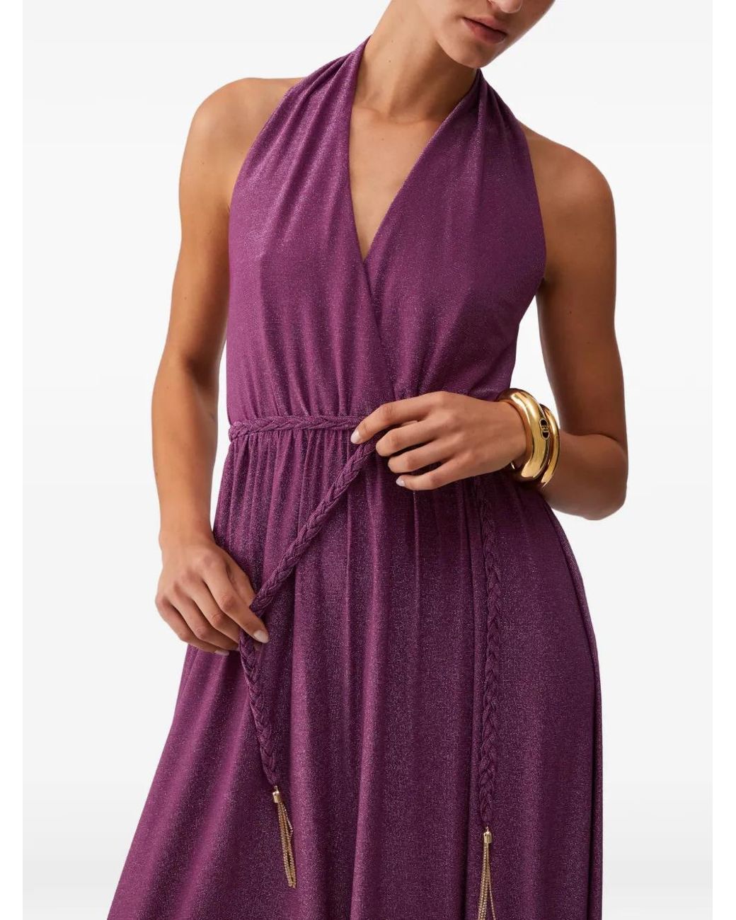 Liu Jo Purple Long Lurex Dress