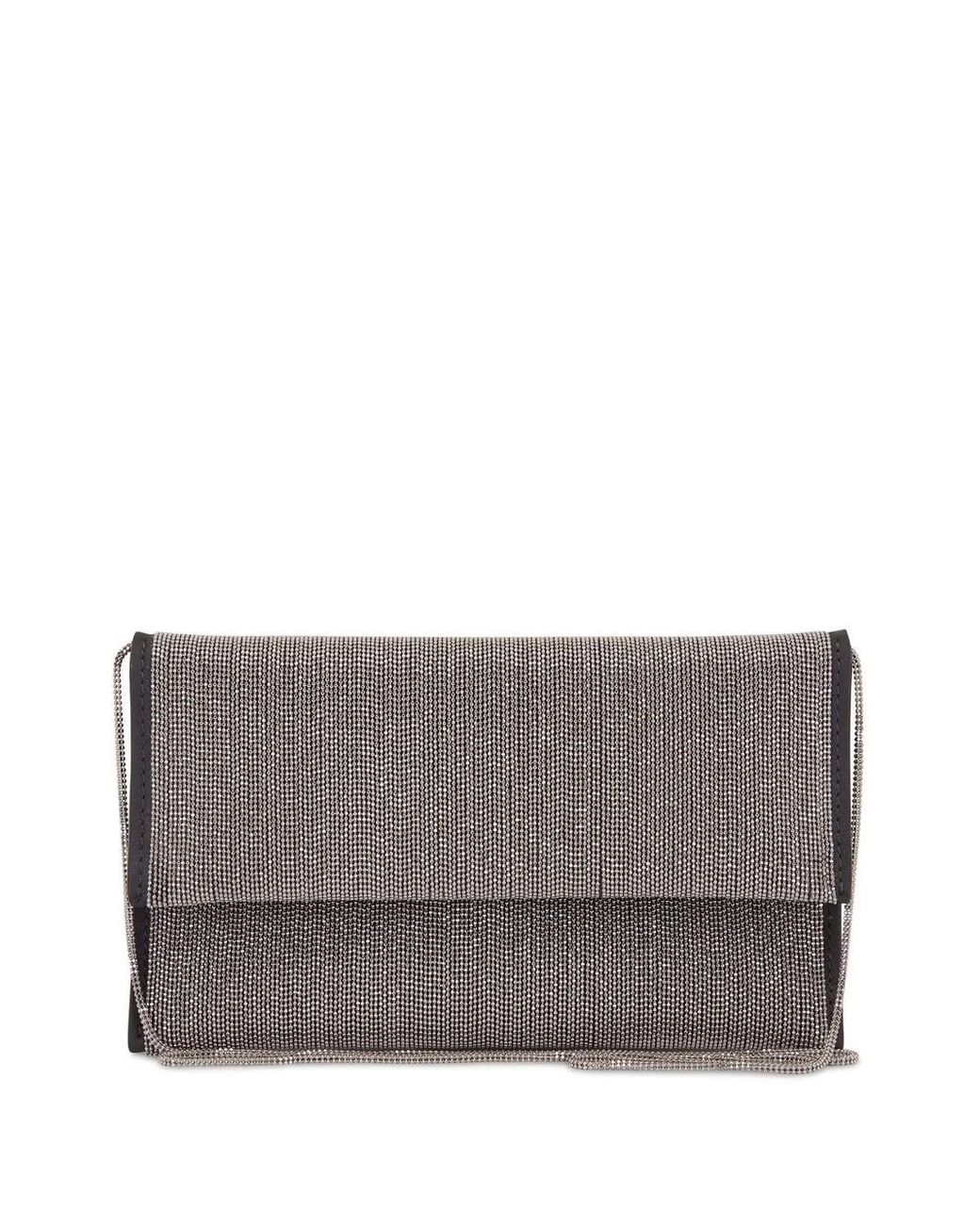 Brunello Cucinelli Gray Ball-Chain Embellished Chain Wallet