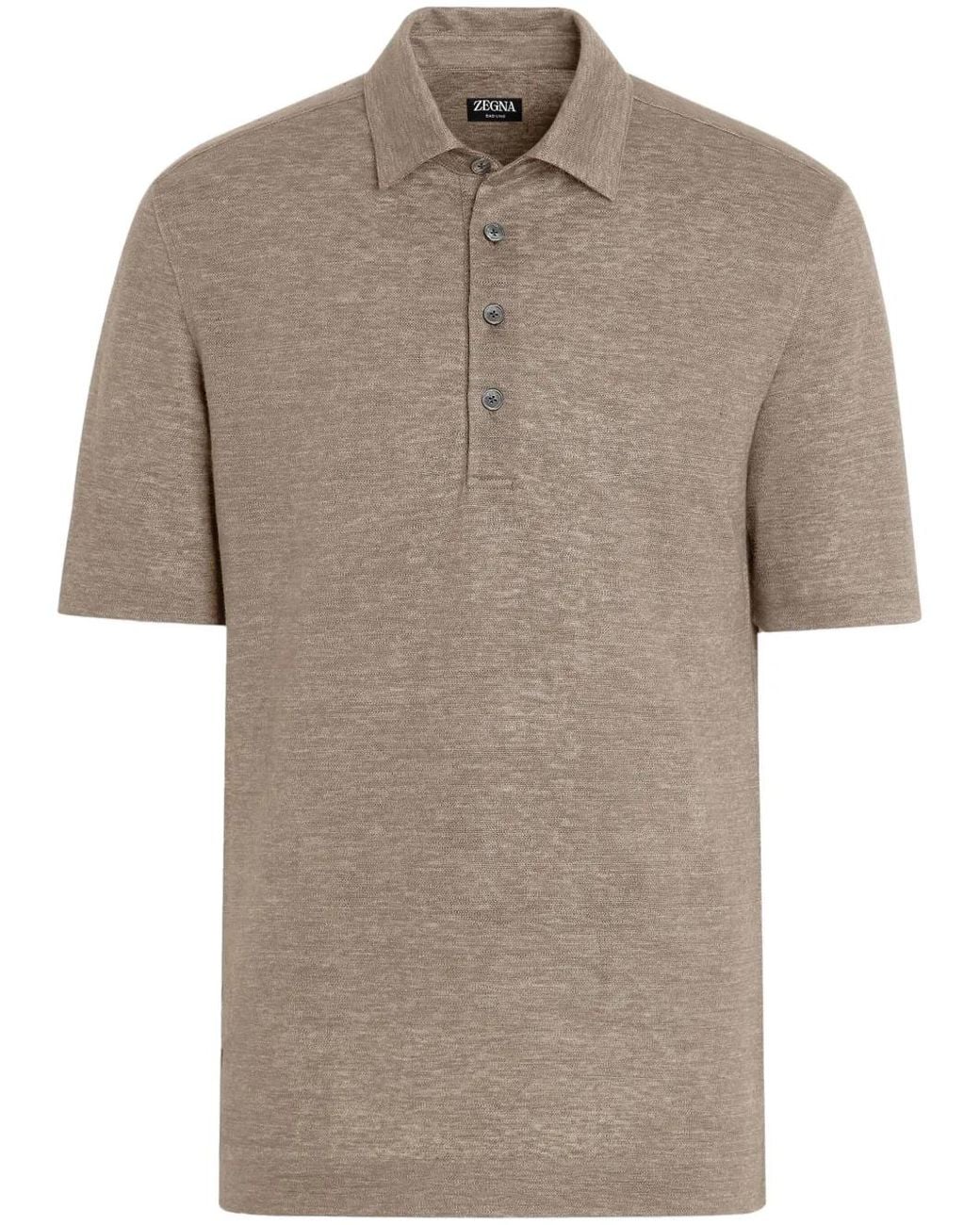 Zegna Brown Oasi Lino Polo Shirt for men