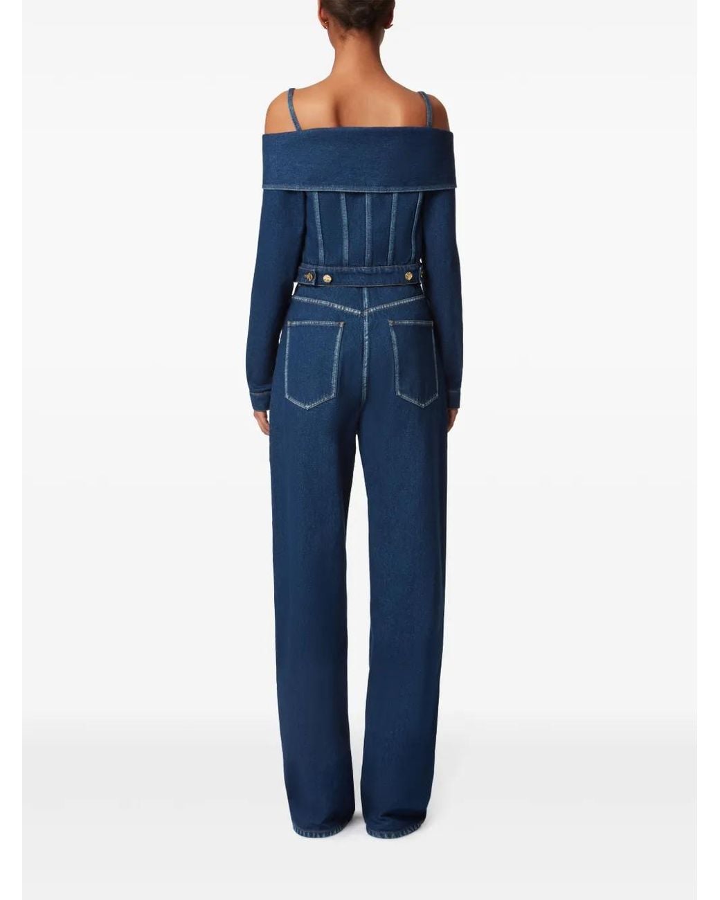 Nina Ricci Blue Off-Shoulder Denim Jacket