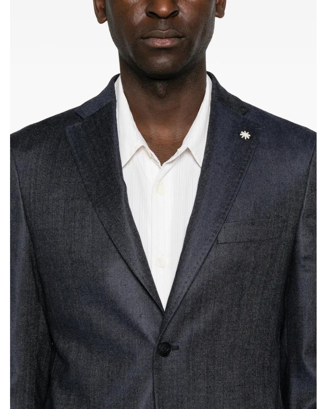 Manuel Ritz Blue Single-Breasted Notch-Lapel Blazer for men