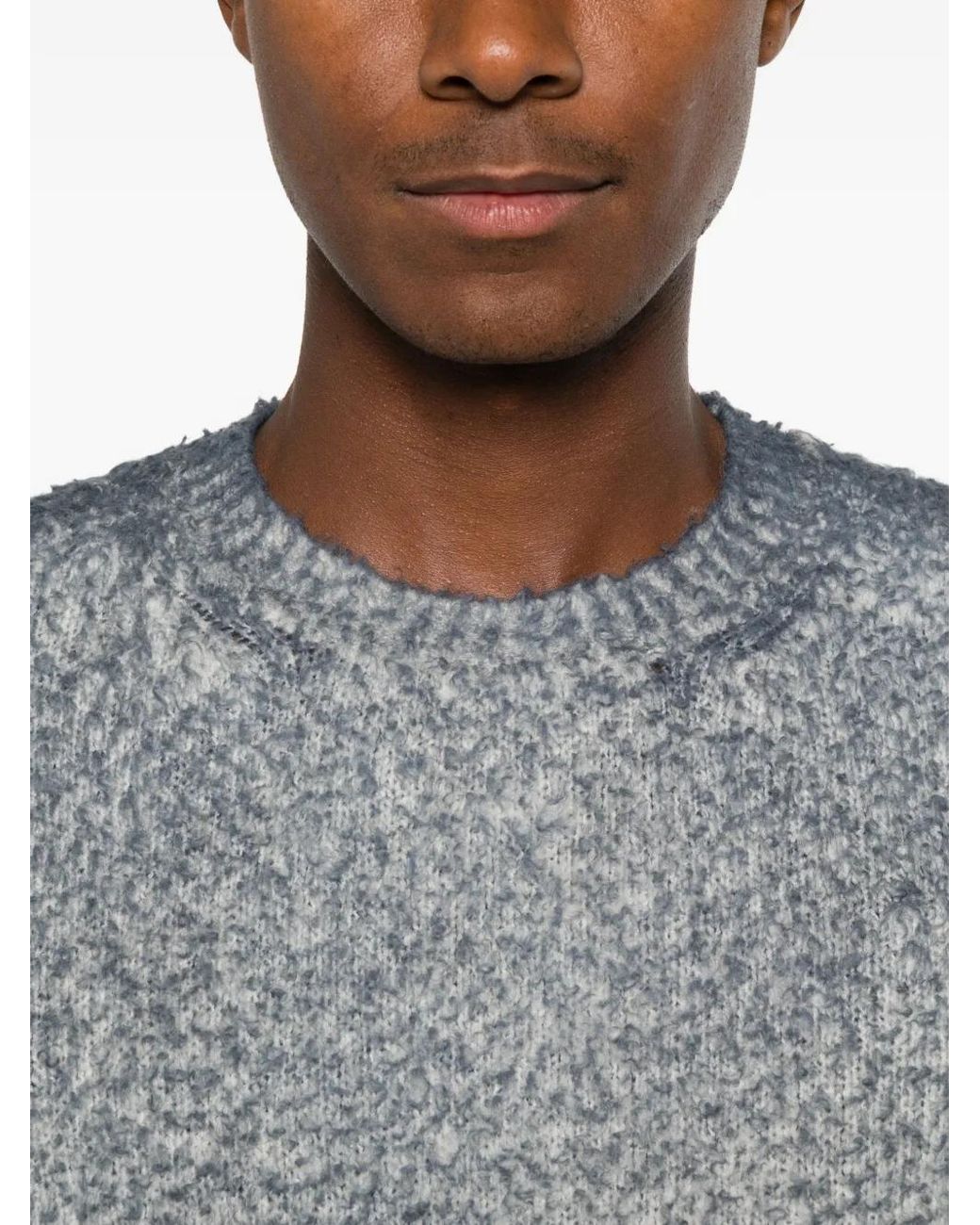 Avant Toi Gray Bouclé-Knit Crew-Neck Knitwear for men
