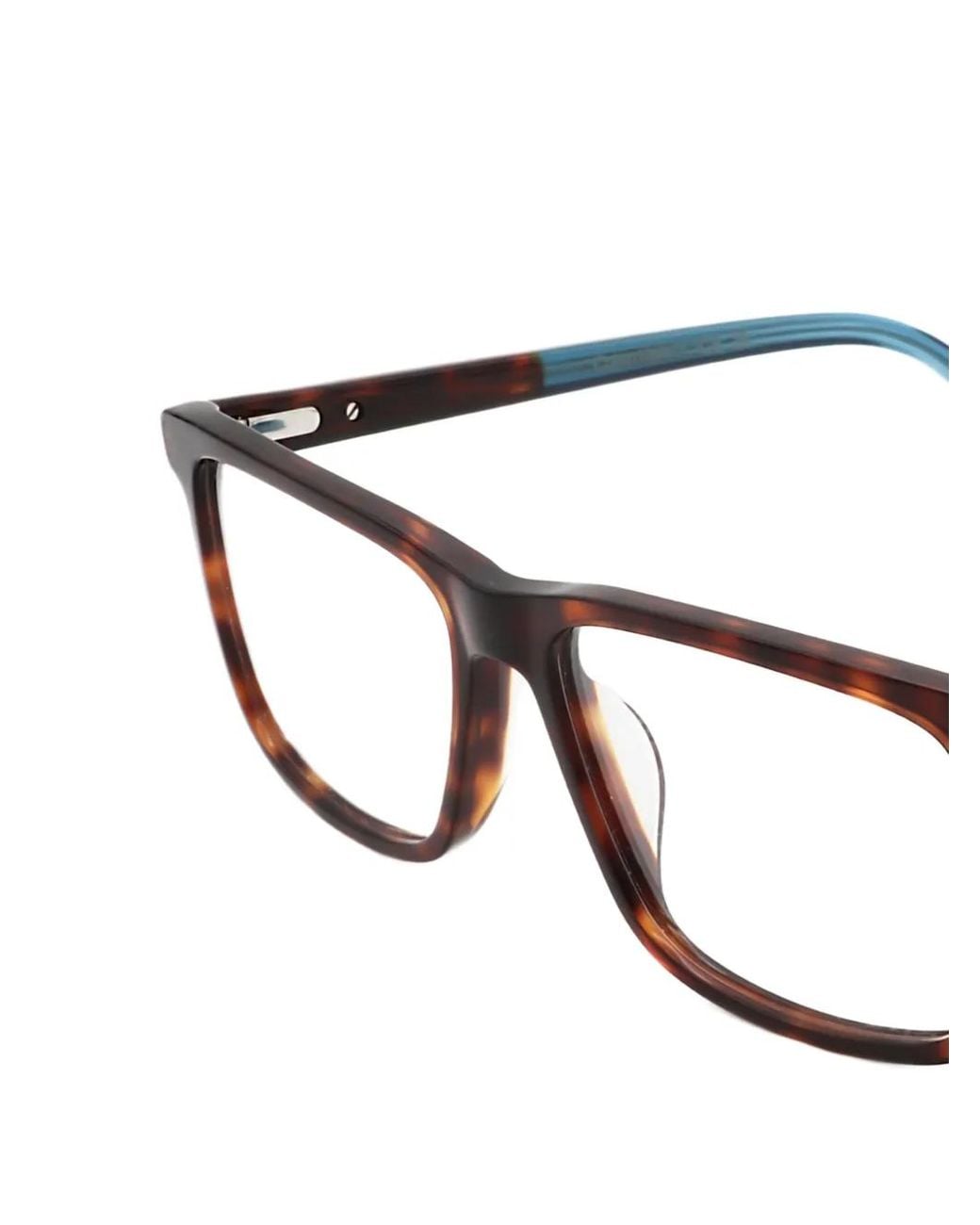 Calvin Klein White Tortoiseshell-Effect Rectangle-Frame Glasses for men