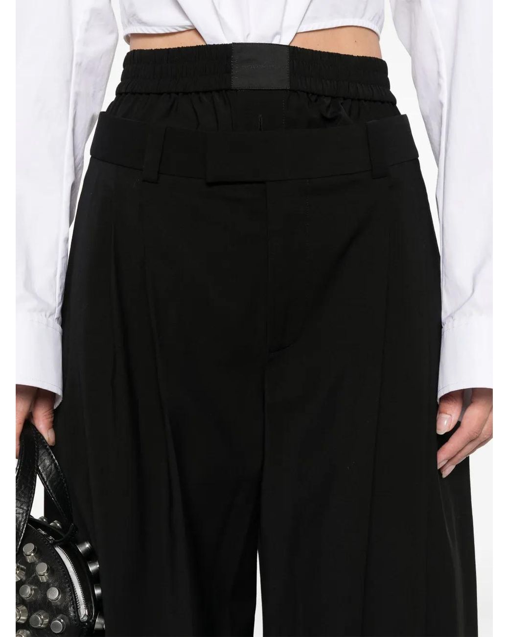 Alexander Wang Black Boxer-Detailed Wide-Leg Trousers