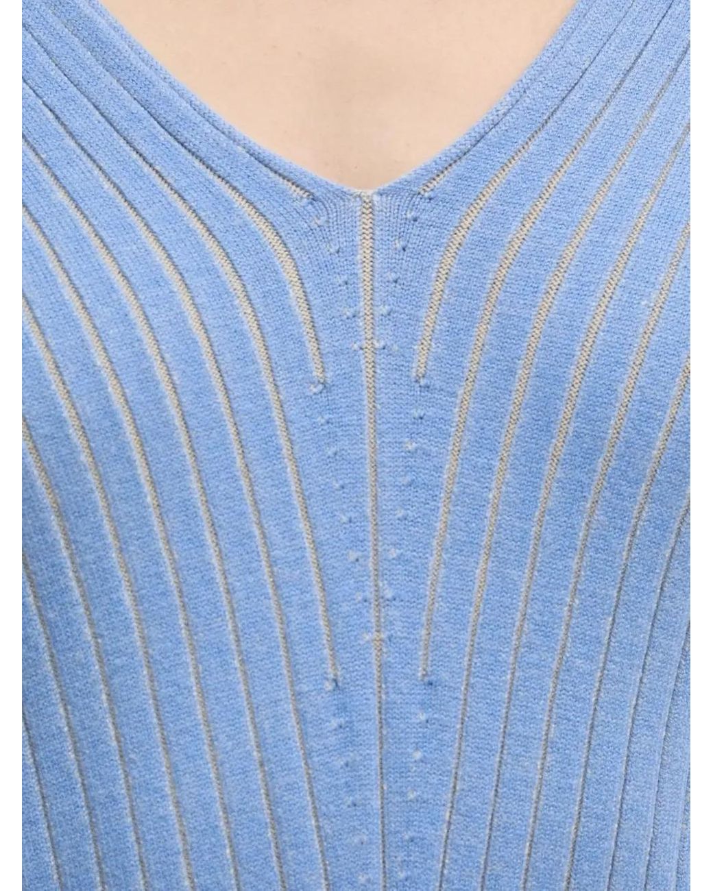 DKNY Blue V-Neck Ribbed Jumper