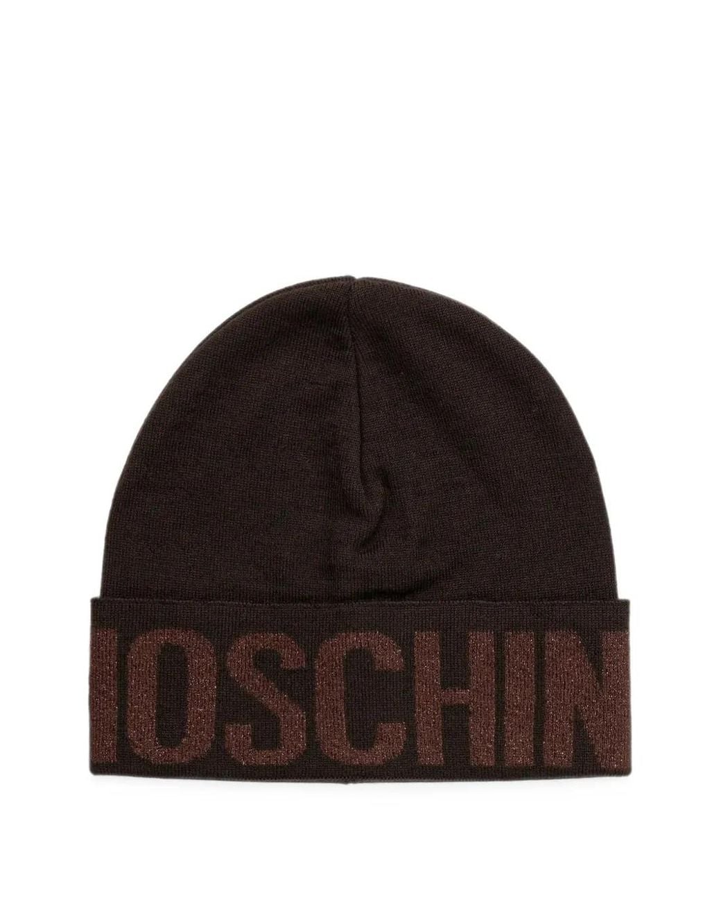 Moschino Black Logo-Embellishment Beanie Hat