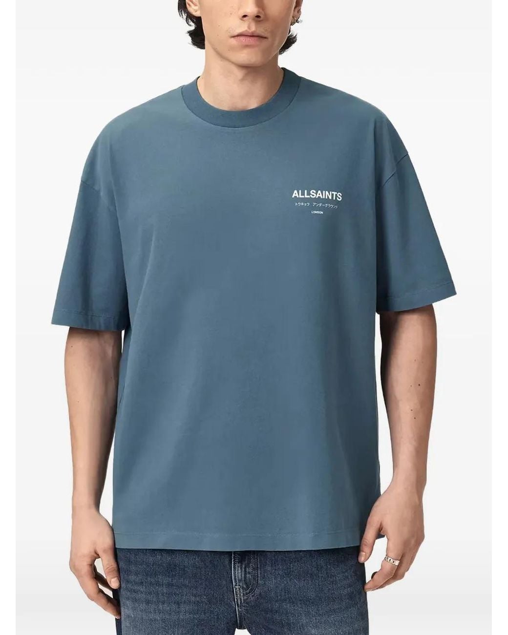 AllSaints Blue Underground Logo-Print T-Shirt for men