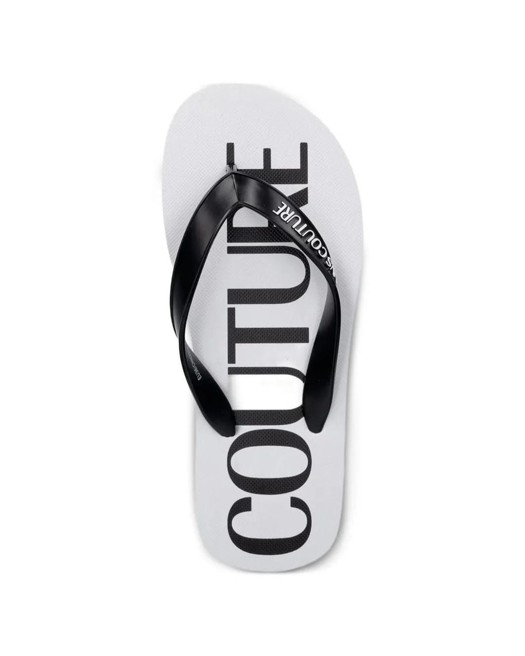 Versace Jeans Couture White Logo-Print Flip-Flops