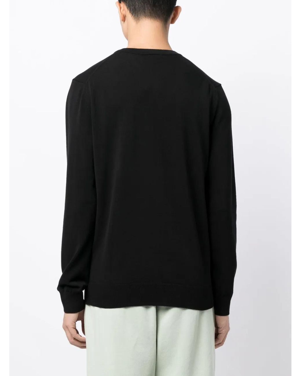 Lacoste Black Cotton V-Neck Sweater for men