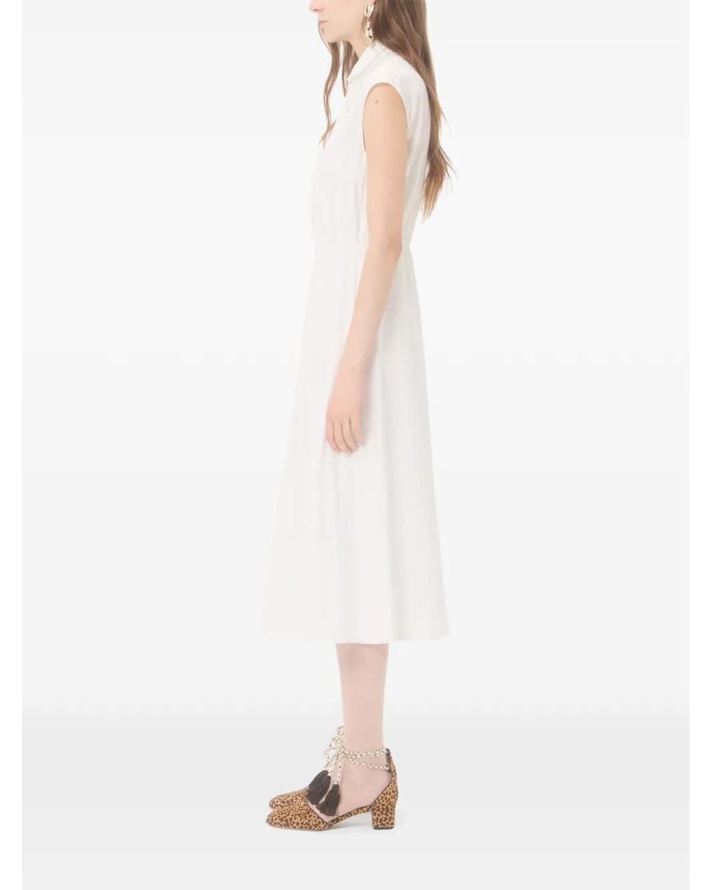 Valentino Garavani White Embroidered-Details Midi Dress
