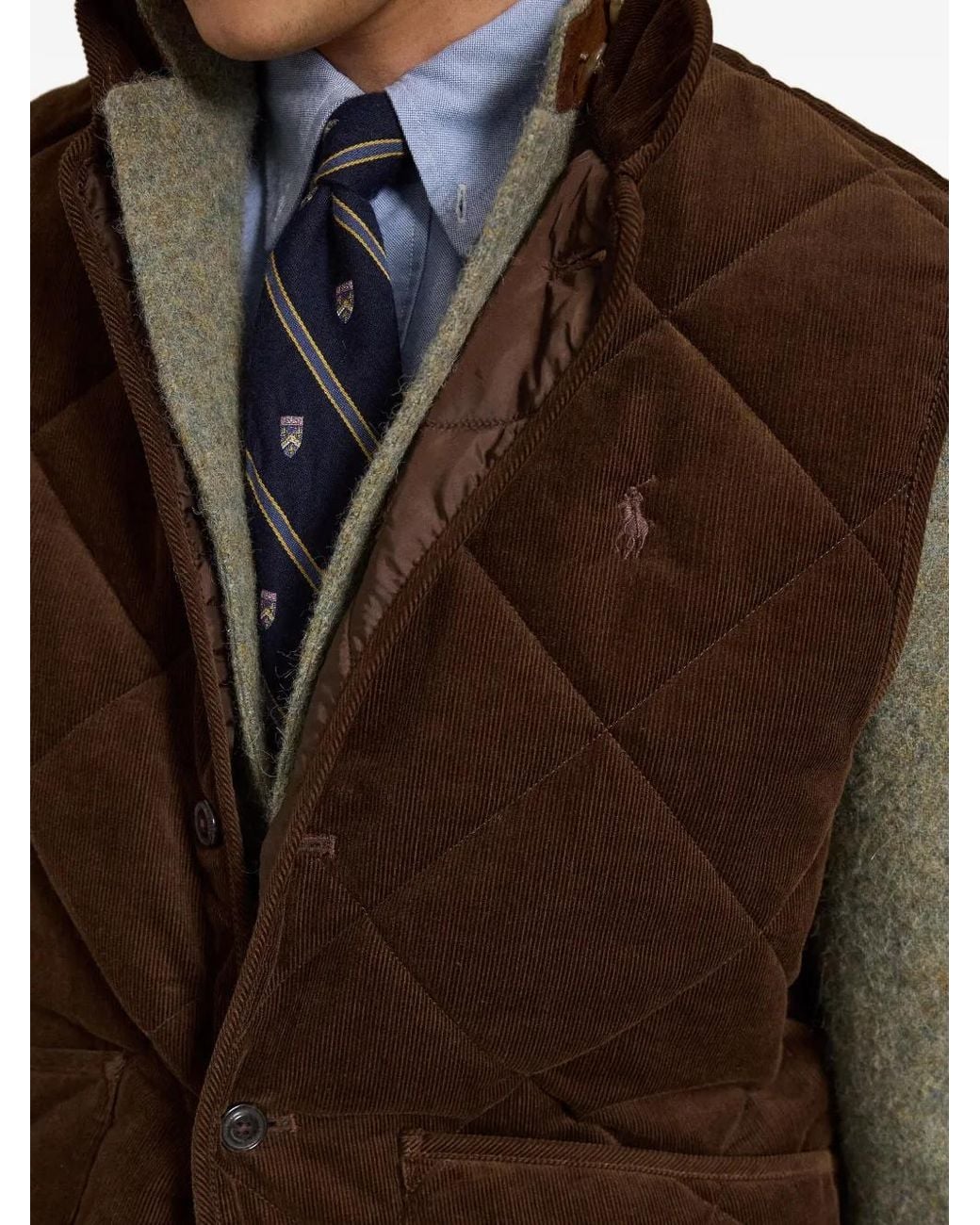 Polo Ralph Lauren Brown Gilet Matelassé En Velours Côtelé for men