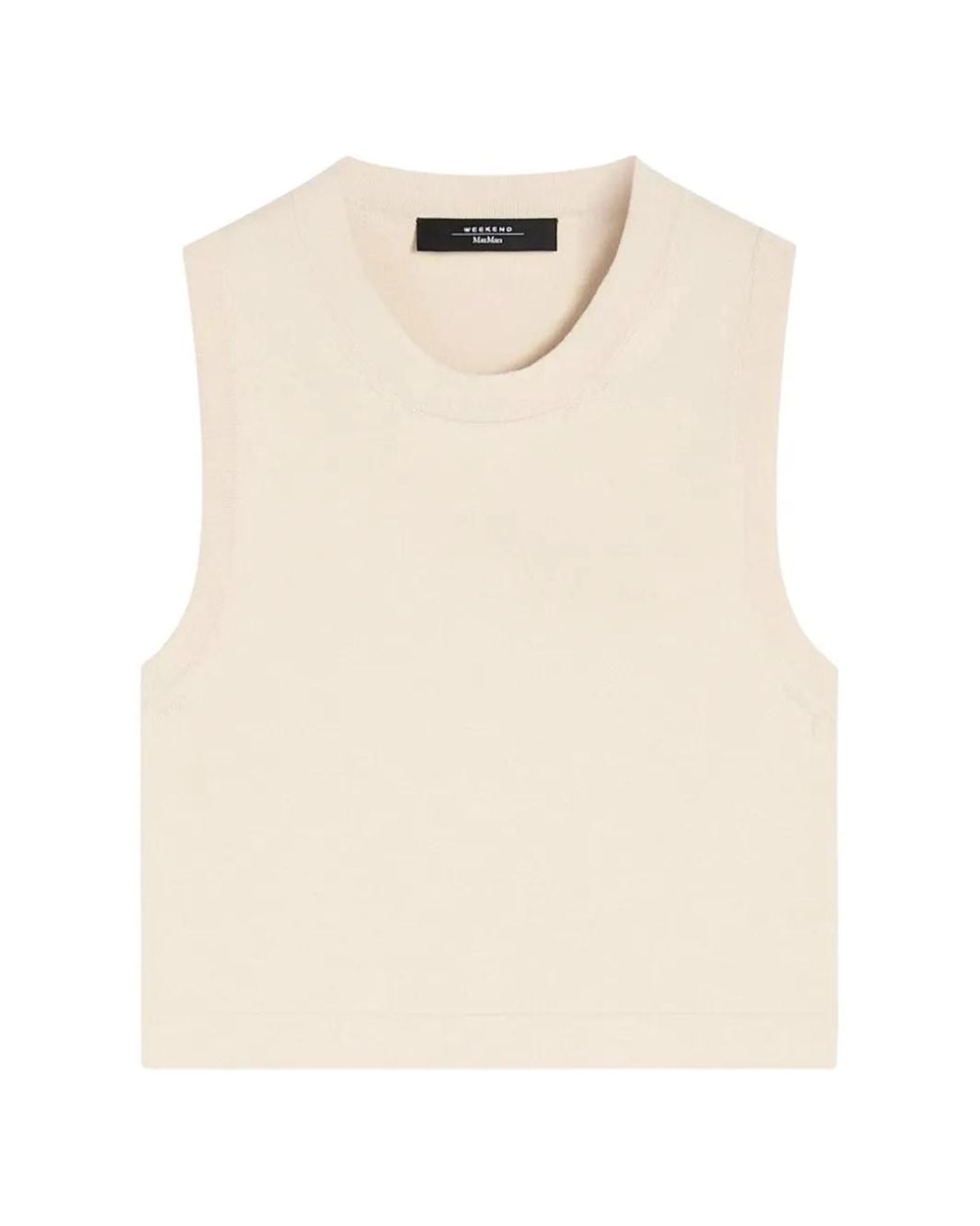Weekend by Maxmara Natural Bombo Ribbed-Knit Cropped Top