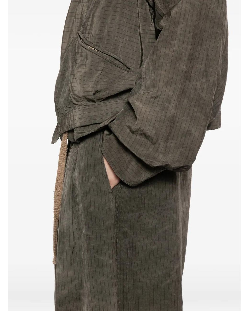 Ziggy Chen Gray Pinstripe Pleated Trousers for men