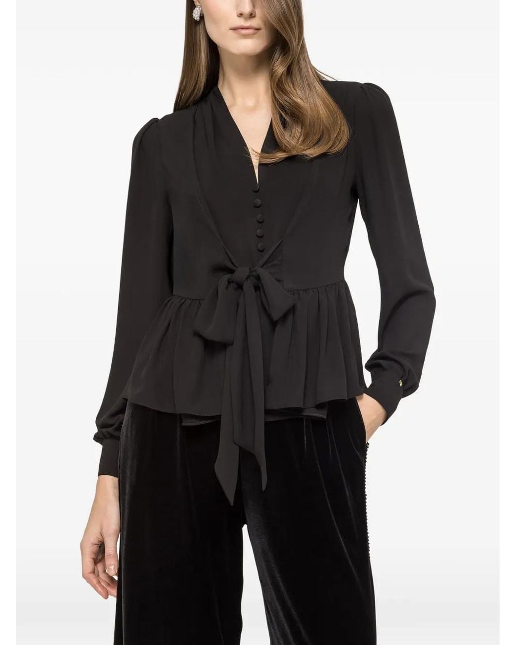 Nissa Black Blouse À Volants