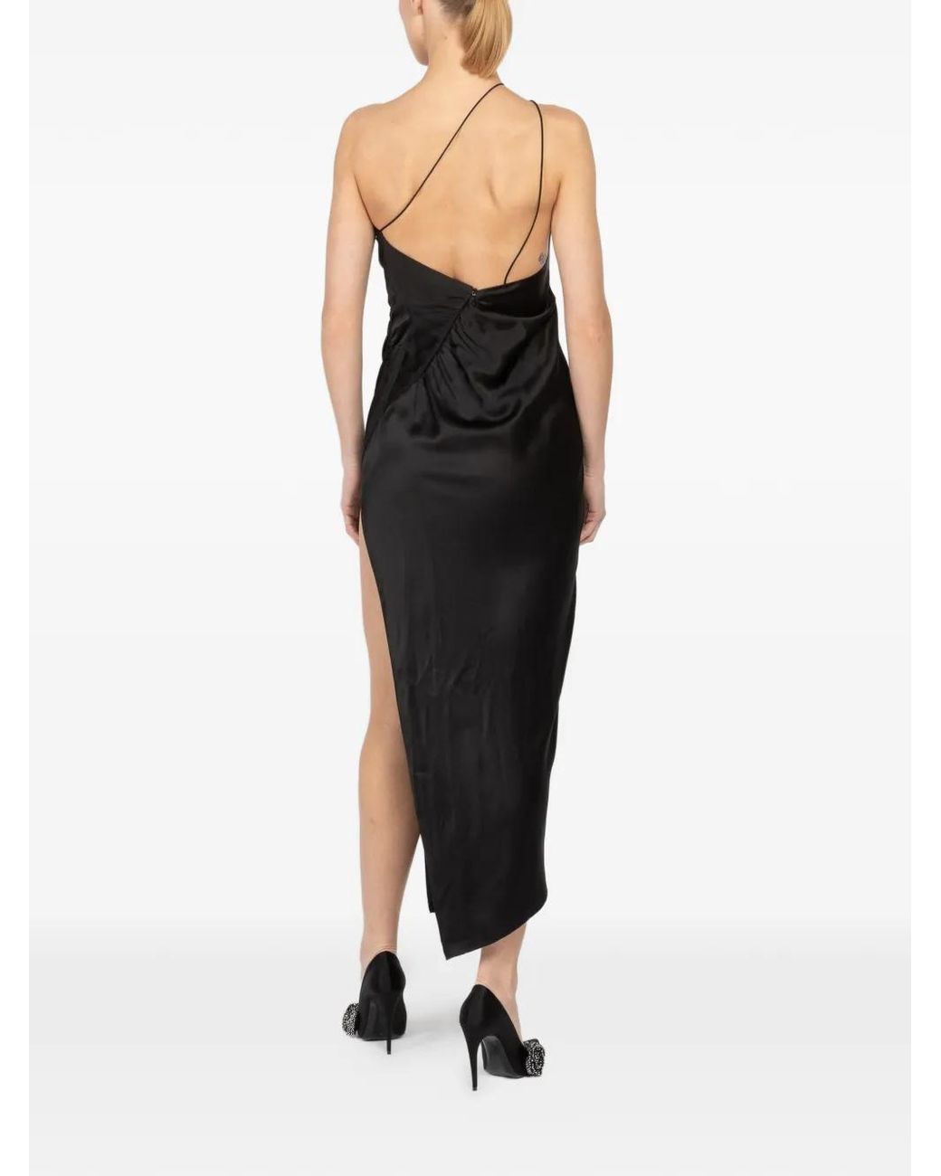 The Sei Black Leaf Asymmetric Strappy Dress