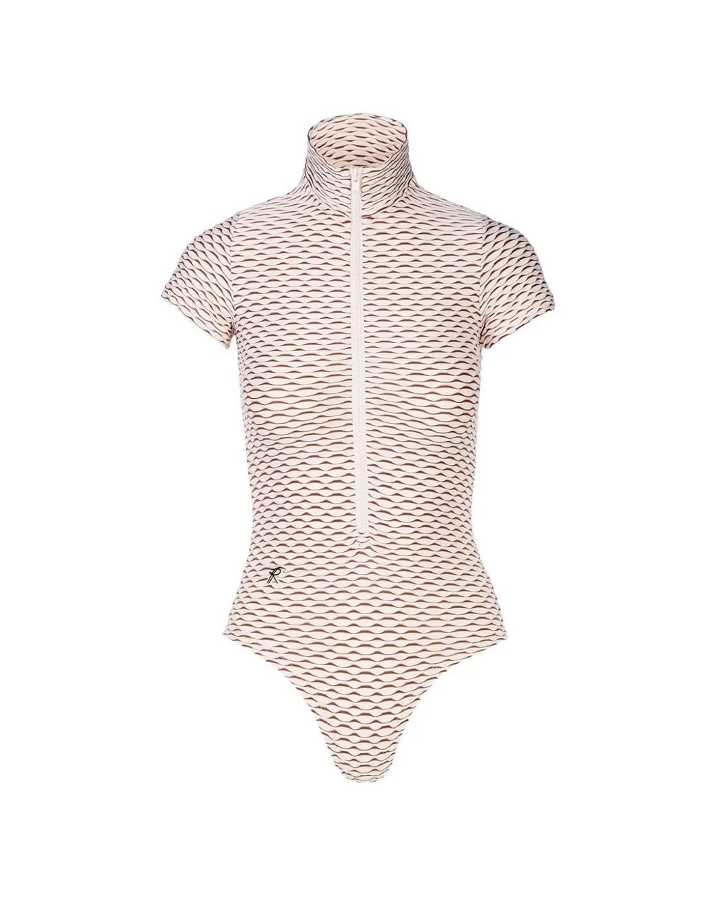 Tessitura Pink High-Neck Short-Sleeve Bodysuit