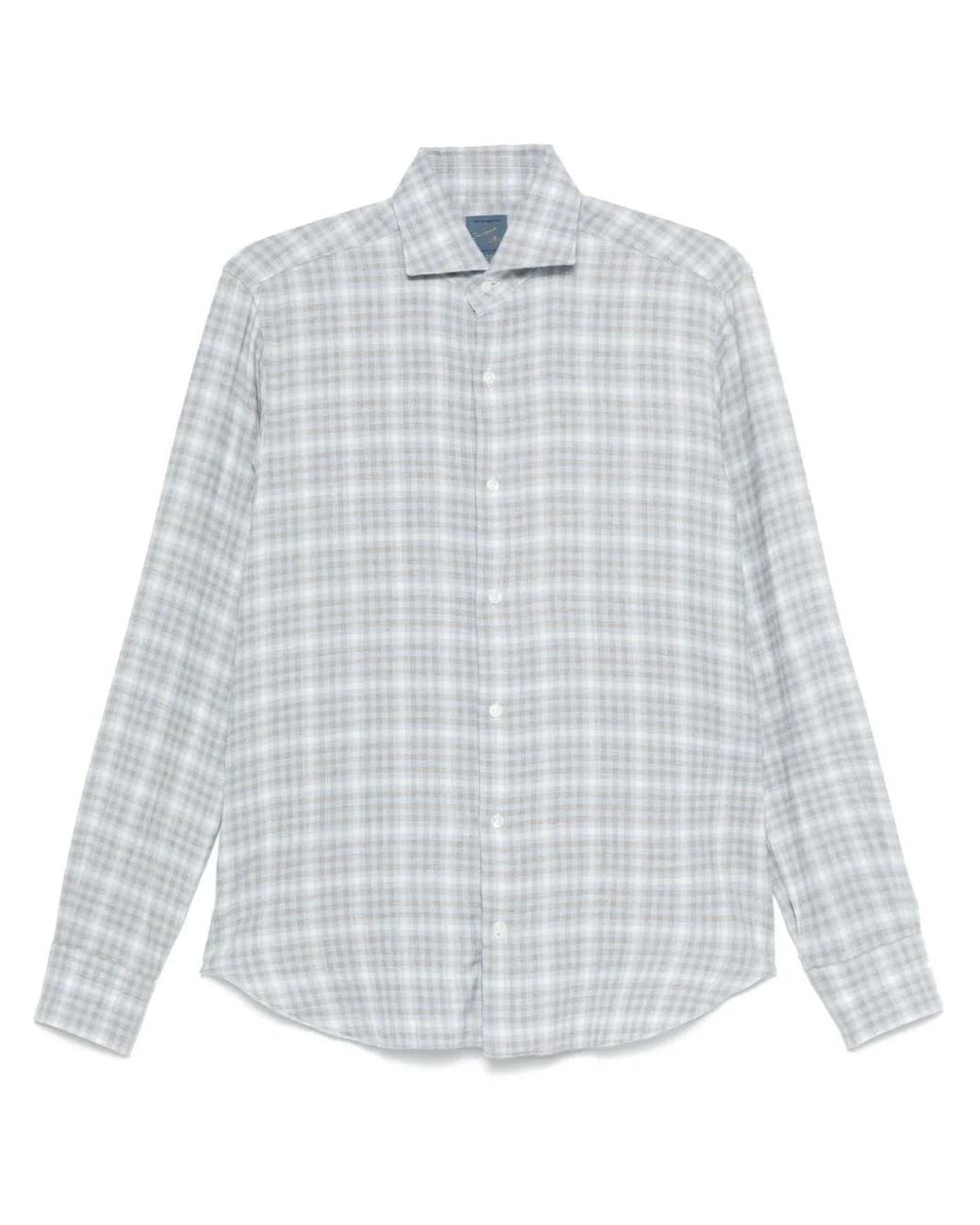 Barba Napoli White Checked Shirt for men