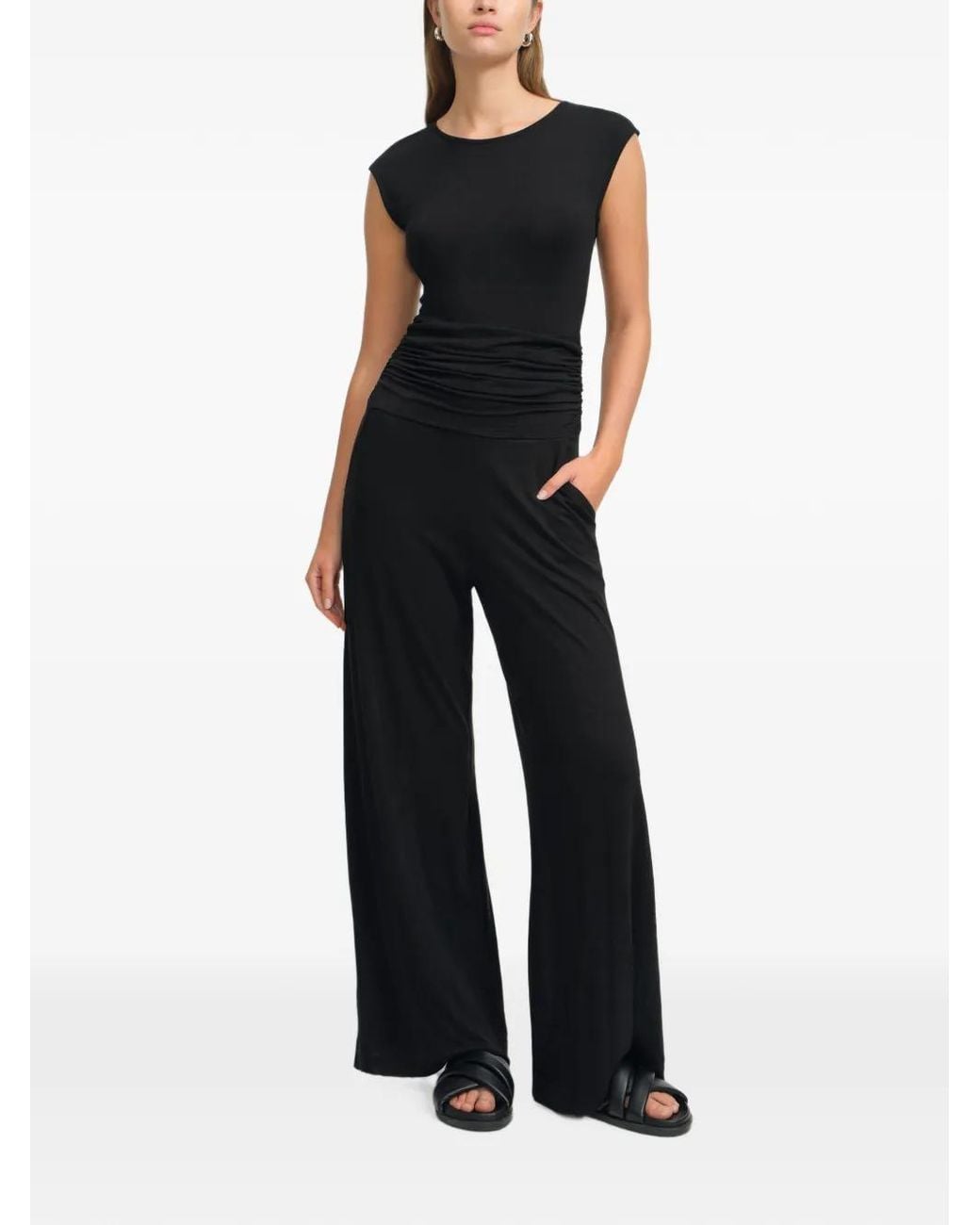 MARCELLA Black Tessa Ruched Jumpsuit
