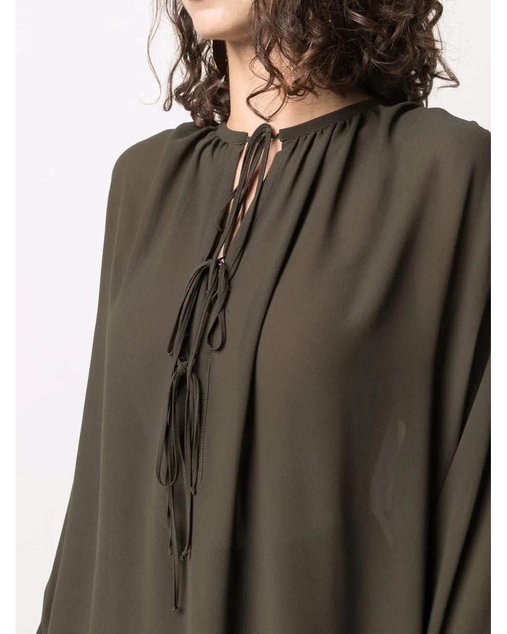 Blanca Vita Black Begonia Lace-Up Front Blouse