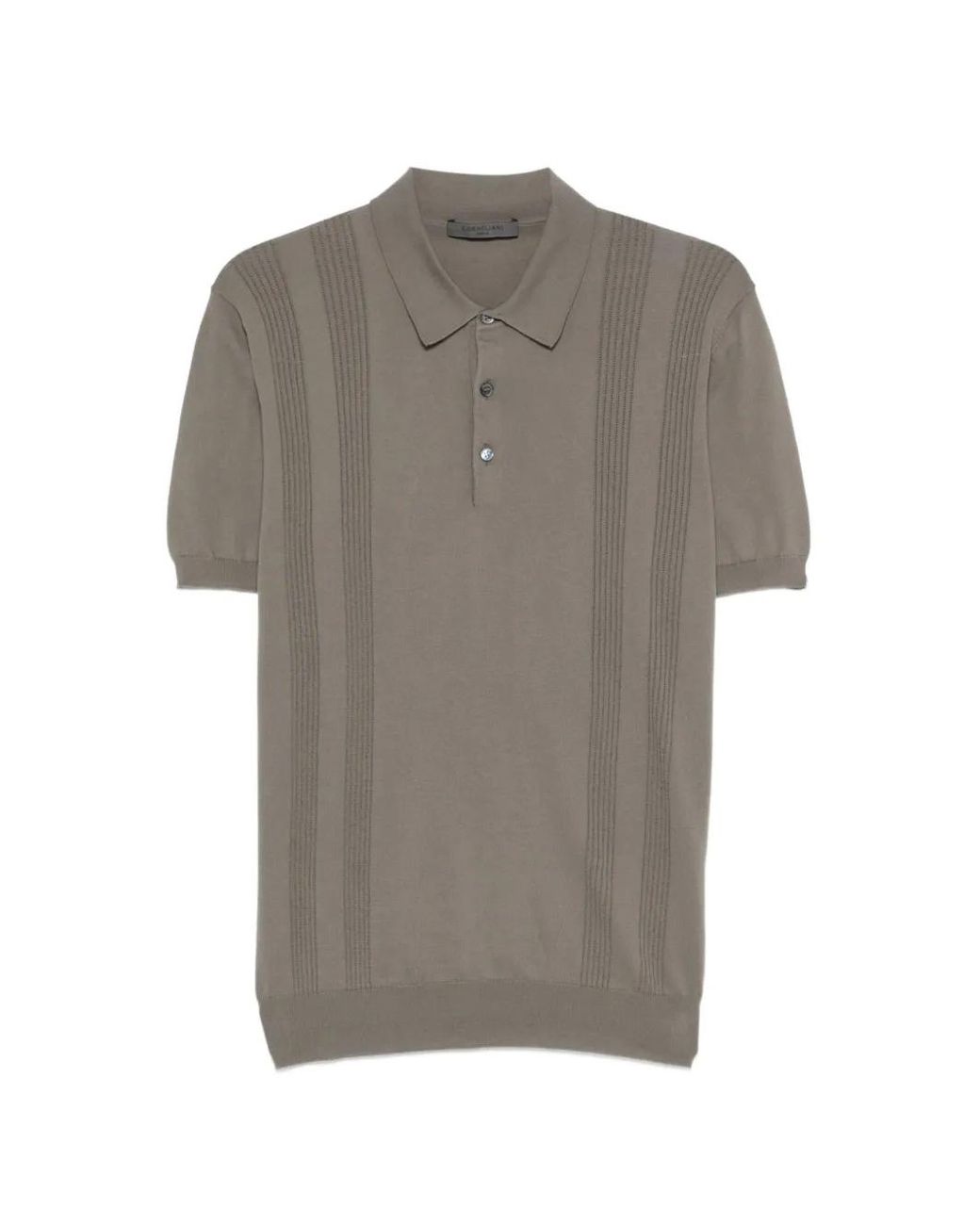 Corneliani Gray Striped Knit Polo Shirt for men