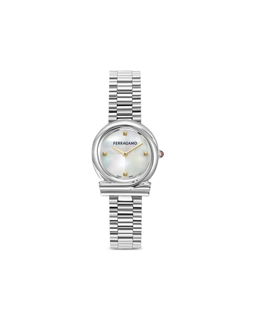 Ferragamo White Gancini Twisted 28Mm Watch