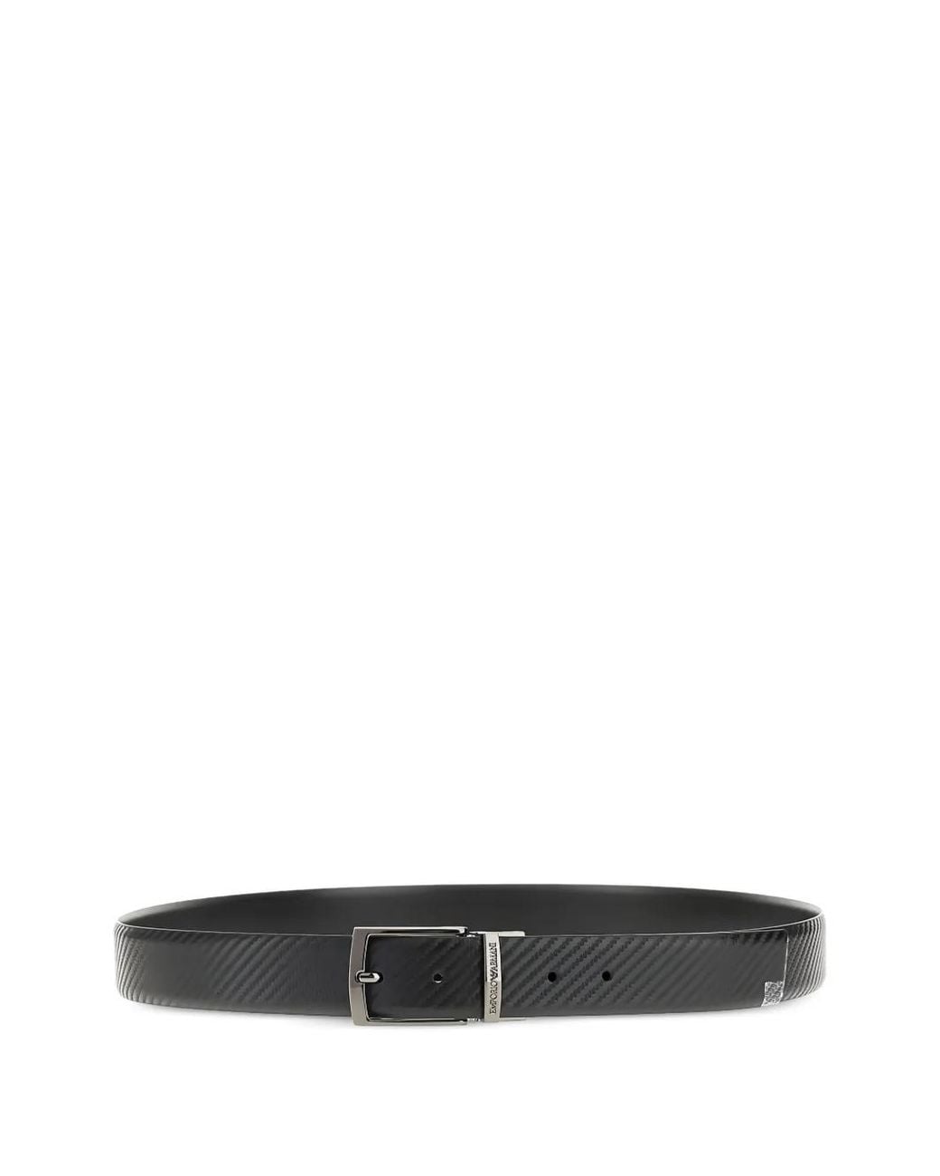 Emporio Armani White Reversible Textured Belt for men