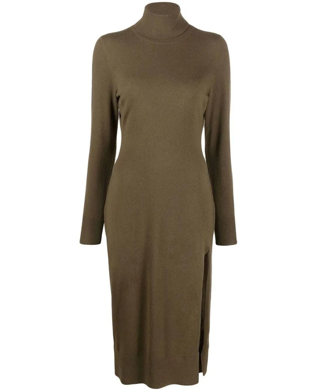 MICHAEL Michael Kors Natural Roll-Neck Knitted Midi Dress