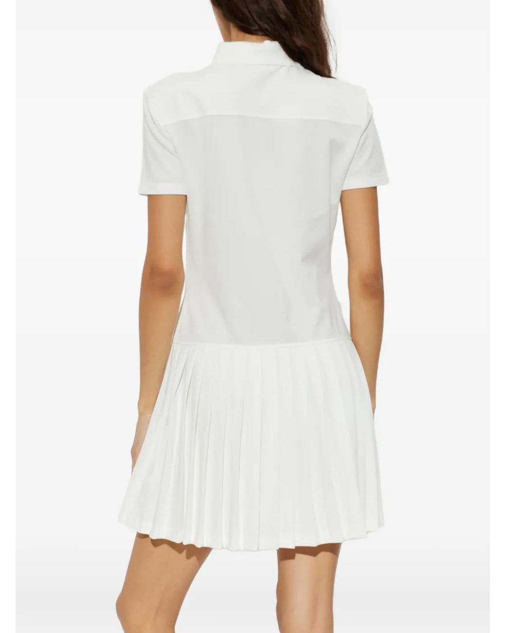 Lacoste White Pleated-Skirt Mini Polo Dress