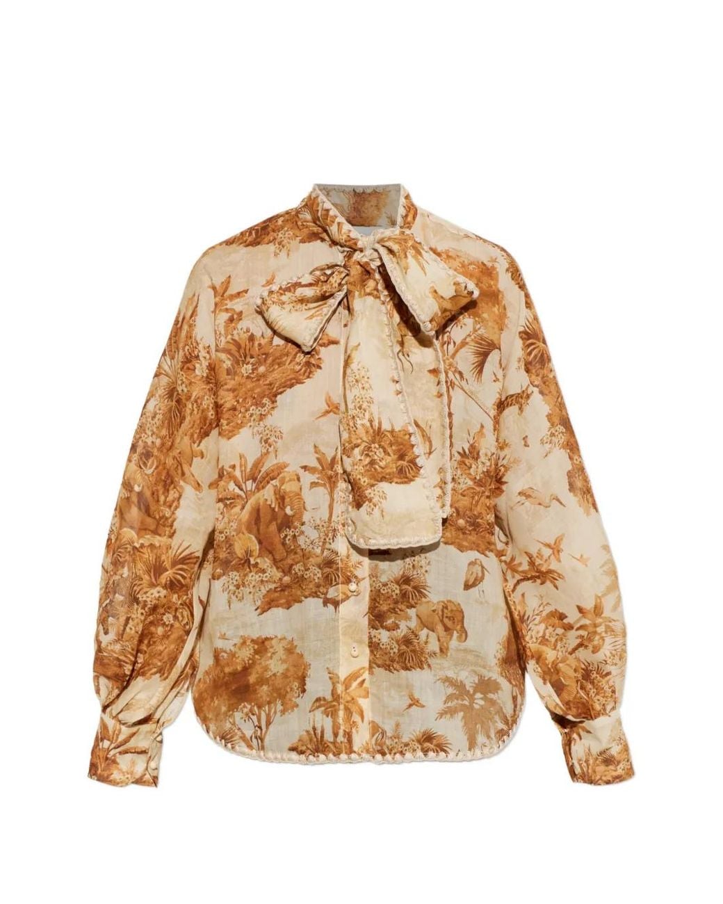 Zimmermann Brown Safari Print Blouse