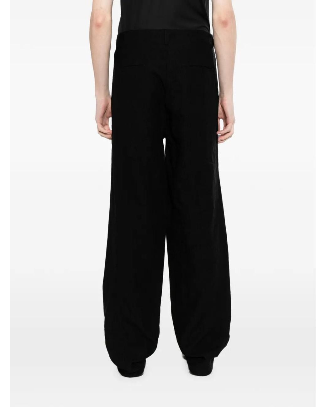 Ma+ Black Cross-Embossed Trousers for men