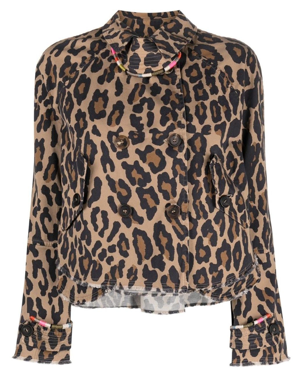 Bazar Deluxe Leopard-print Double-breasted Jacket in Black | Lyst UK