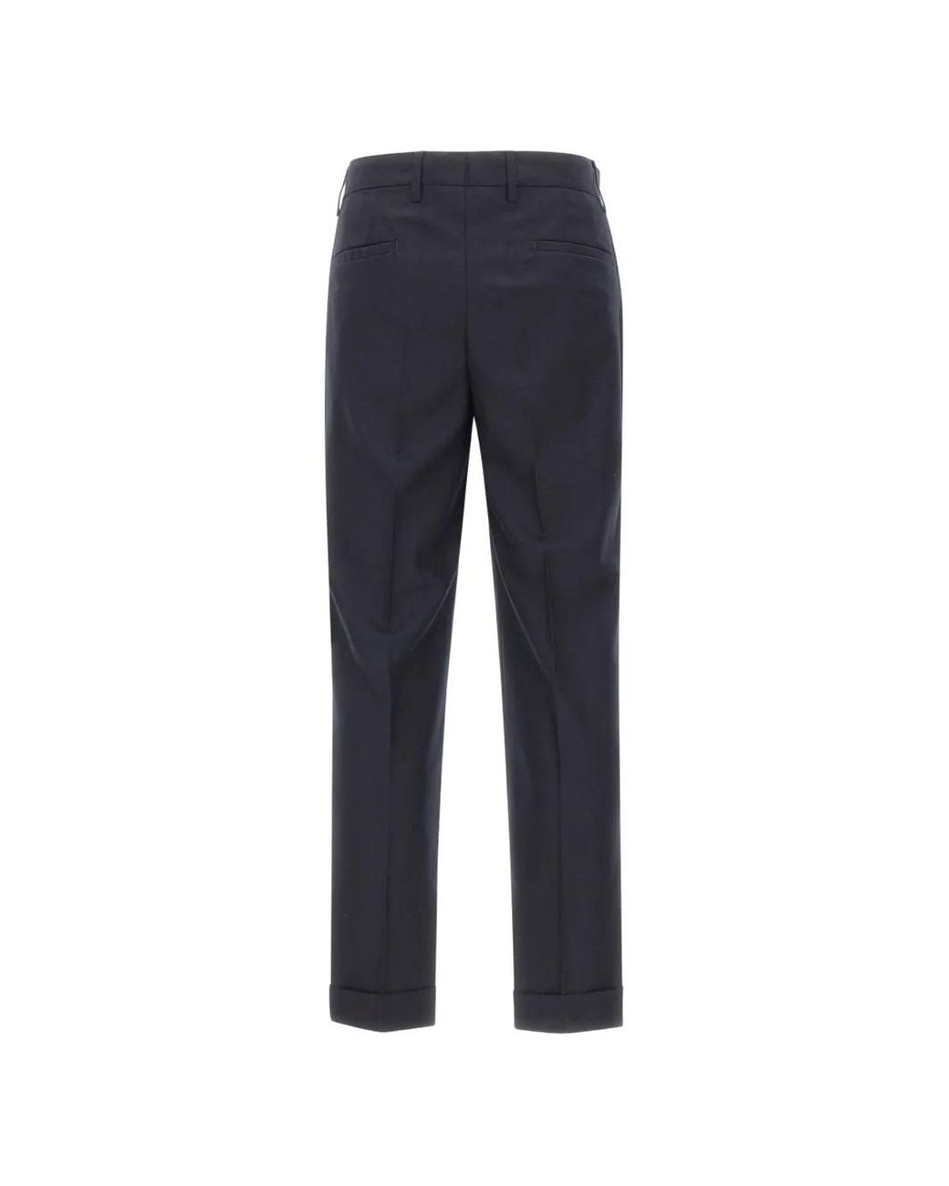 Devore Blue Double-Pleat Cuffed Trousers for men