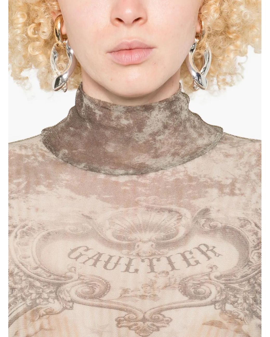 Jean Paul Gaultier White Médaillon-Print Bodysuit