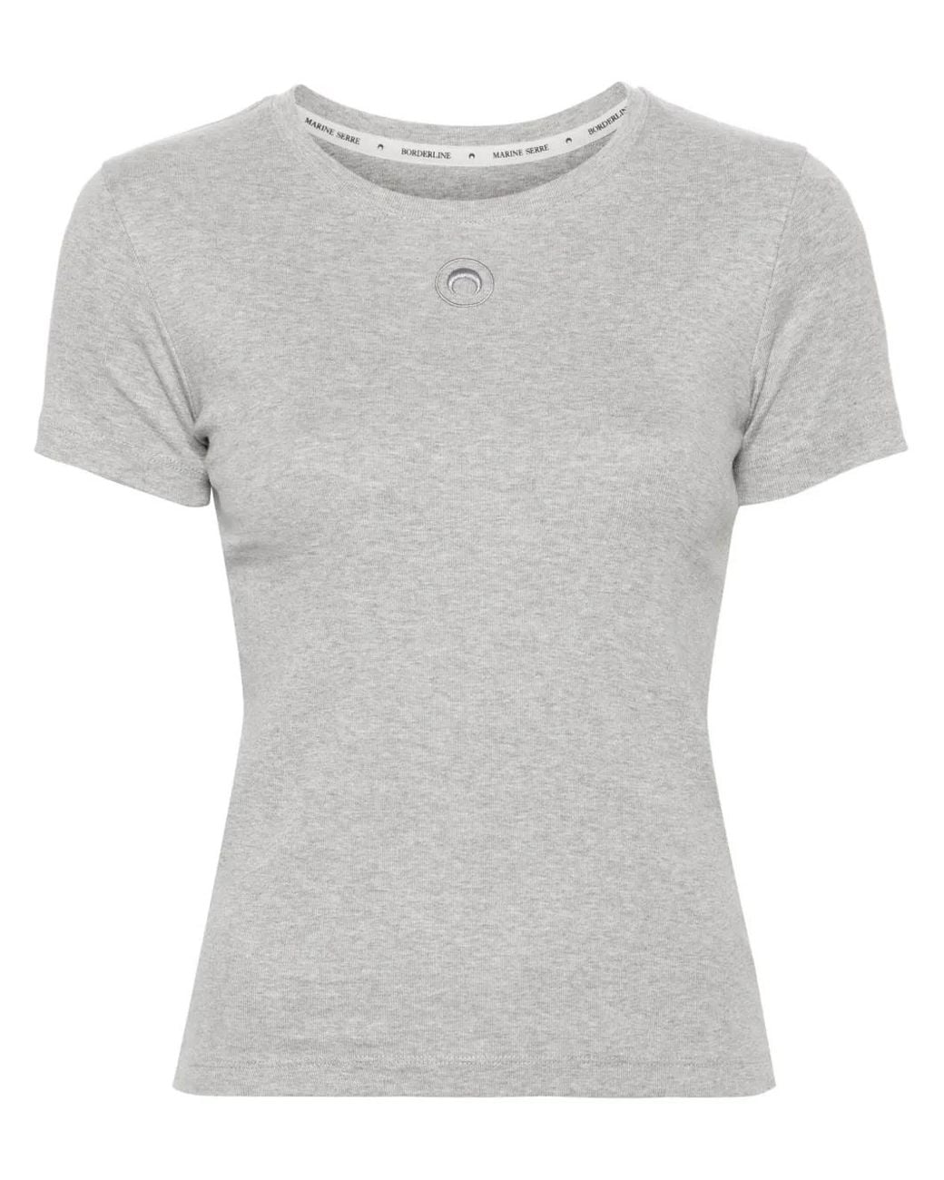 MARINE SERRE Gray Crescent Moon Organic-Cotton T-Shirt