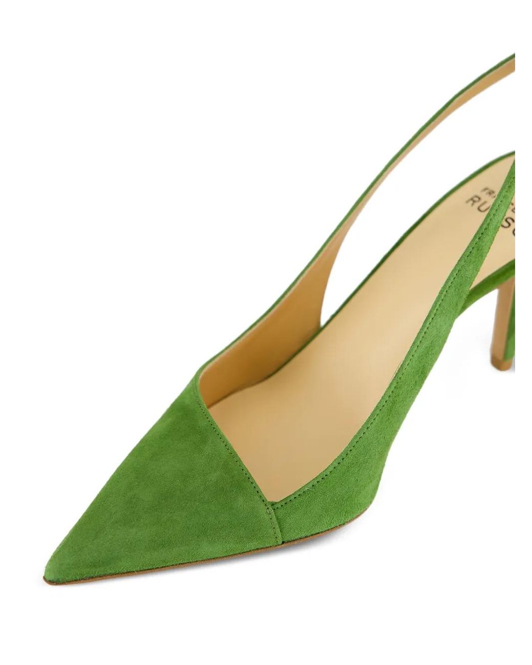 Francesco Russo Green Suede Slingback Pumps