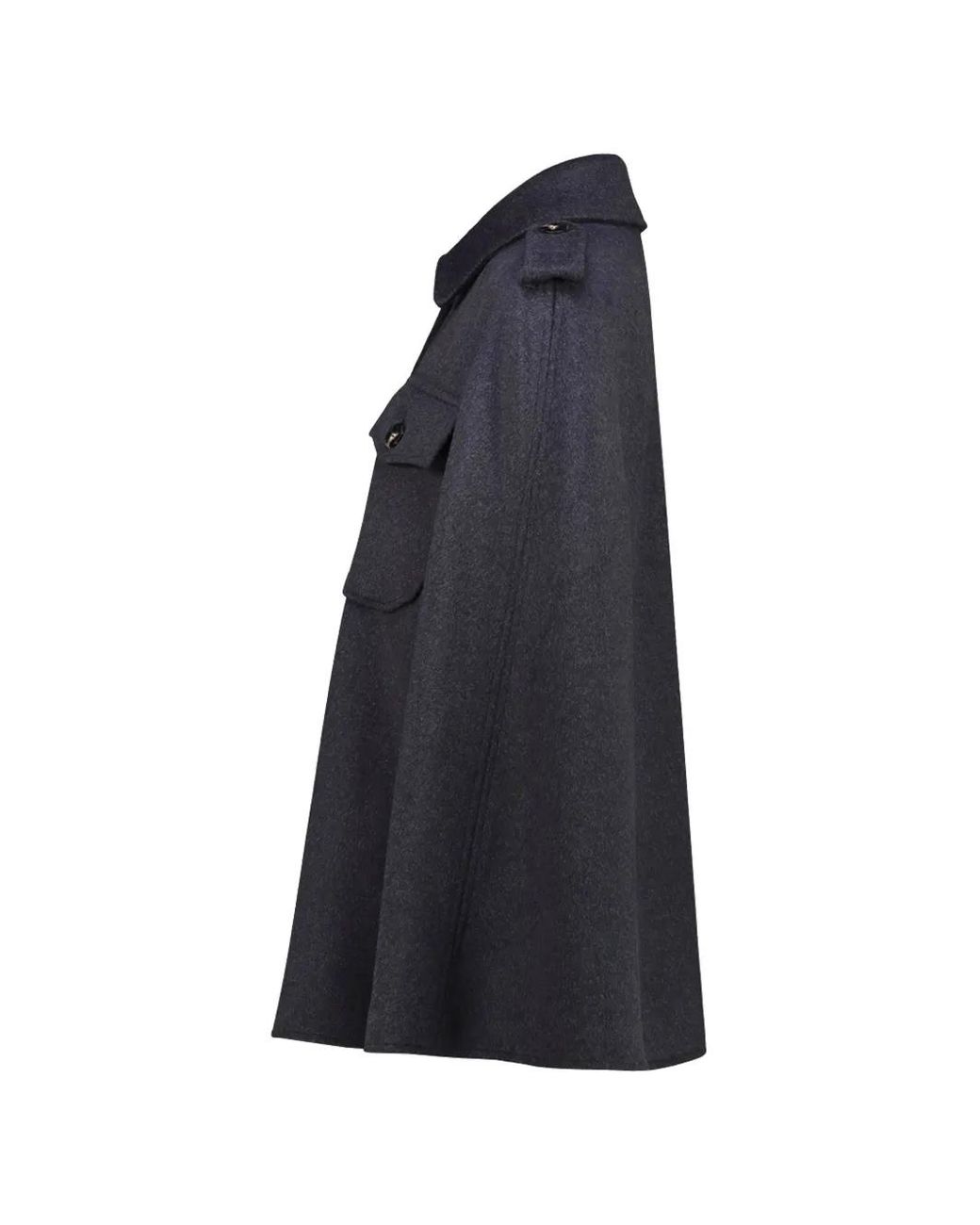 DR. HOPE Blue Button-Up Wool Cape