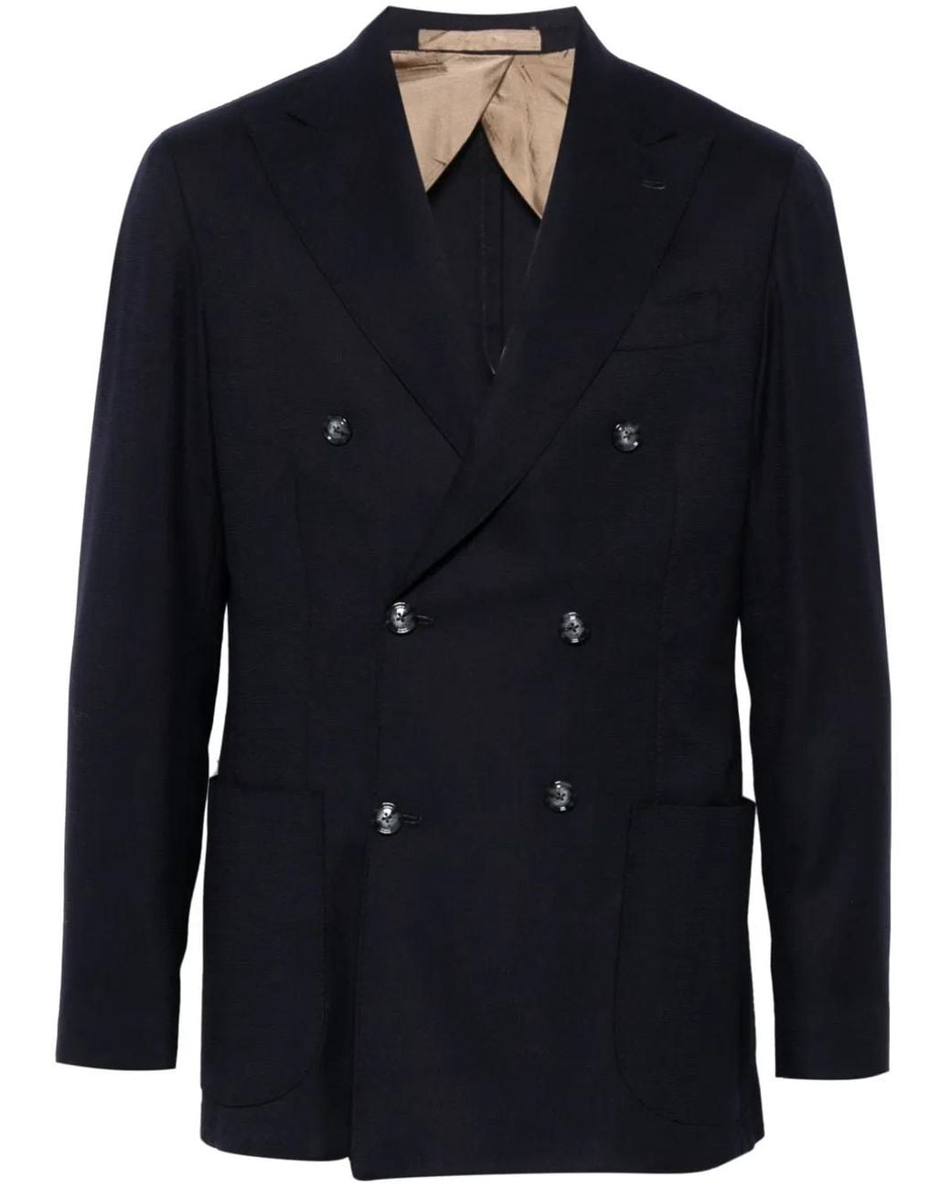 Barba Napoli Blue Double-Breasted Jacket for men