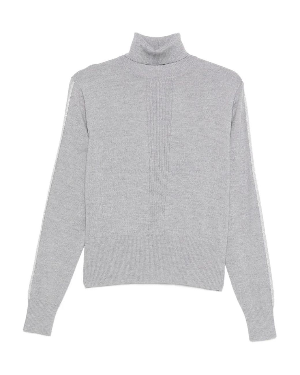 Patrizia Pepe Gray Roll-Neck Ribbed Sweater