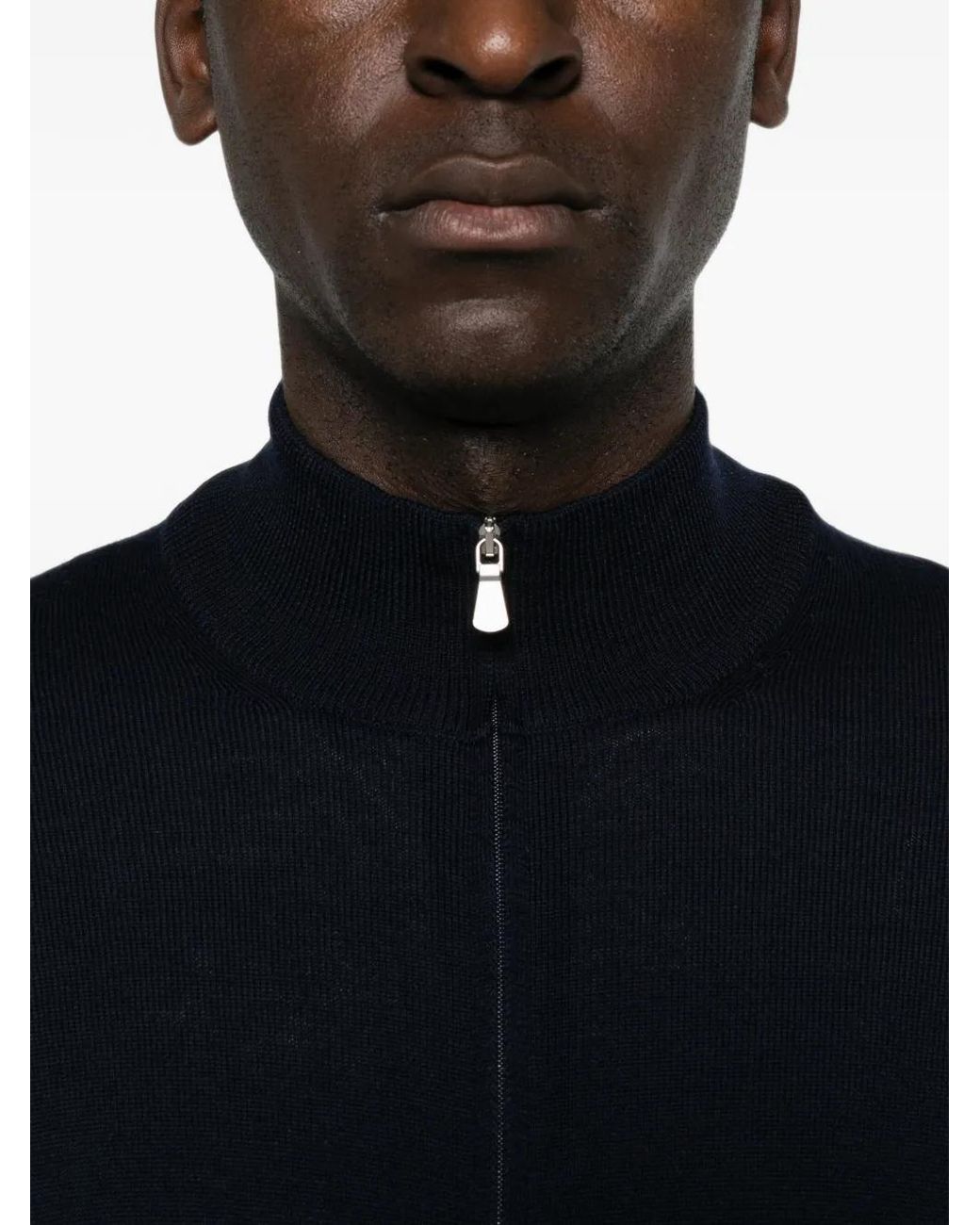 Gran Sasso Blue Zip-Up High-Neck Jacket for men