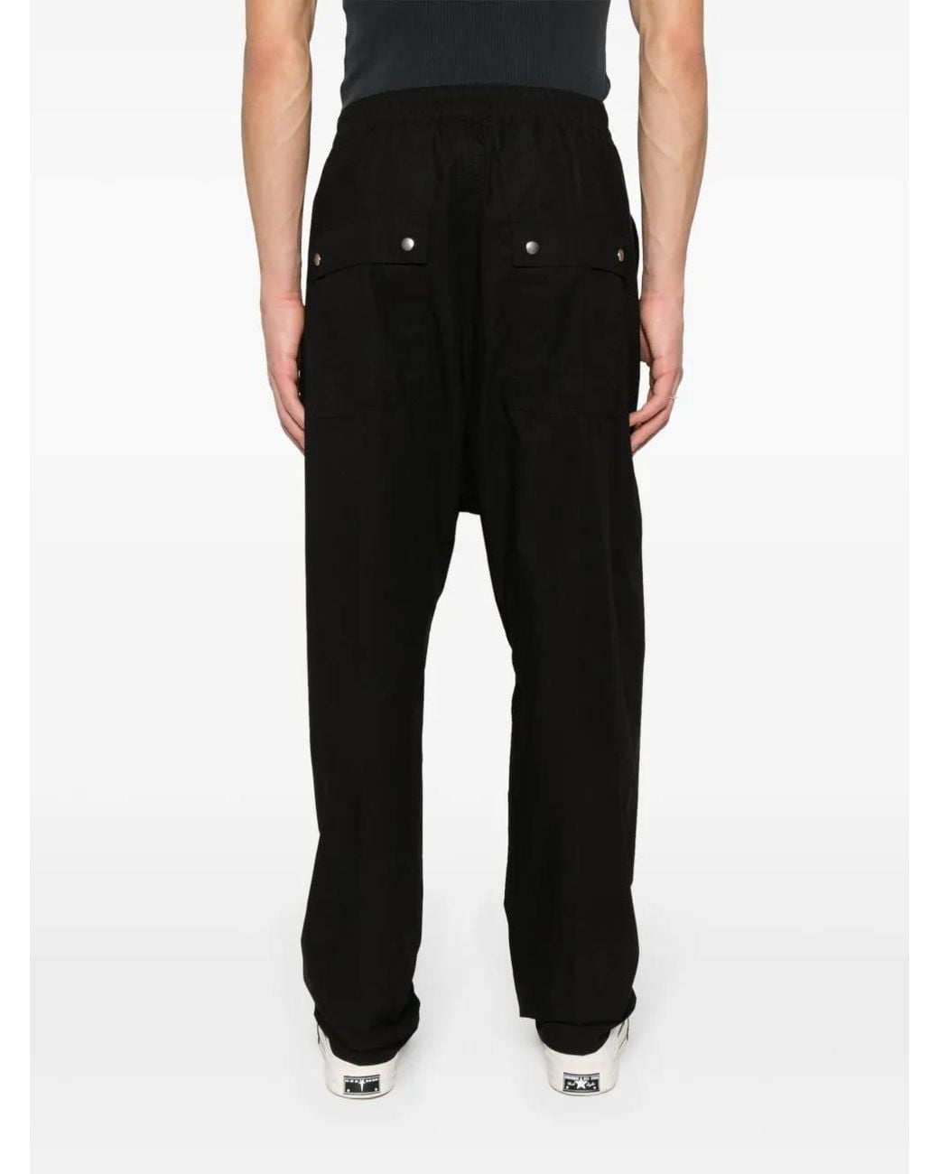Rick Owens Black Tapered Drop-crotch Trousers for men