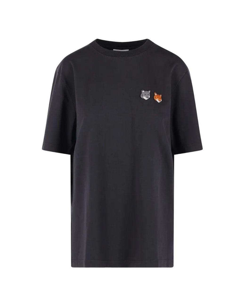 Maison Kitsuné Black Double Fox Head Faded Comfort Tee Shirt for men