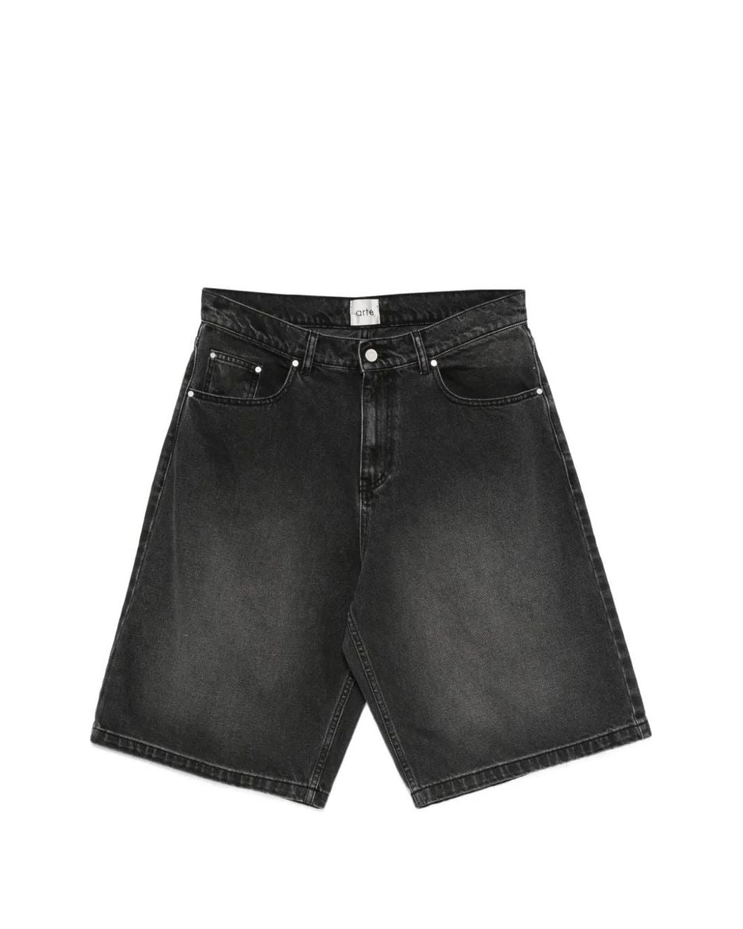 Arte' Black Faded-Effect Five-Pocket Shorts for men